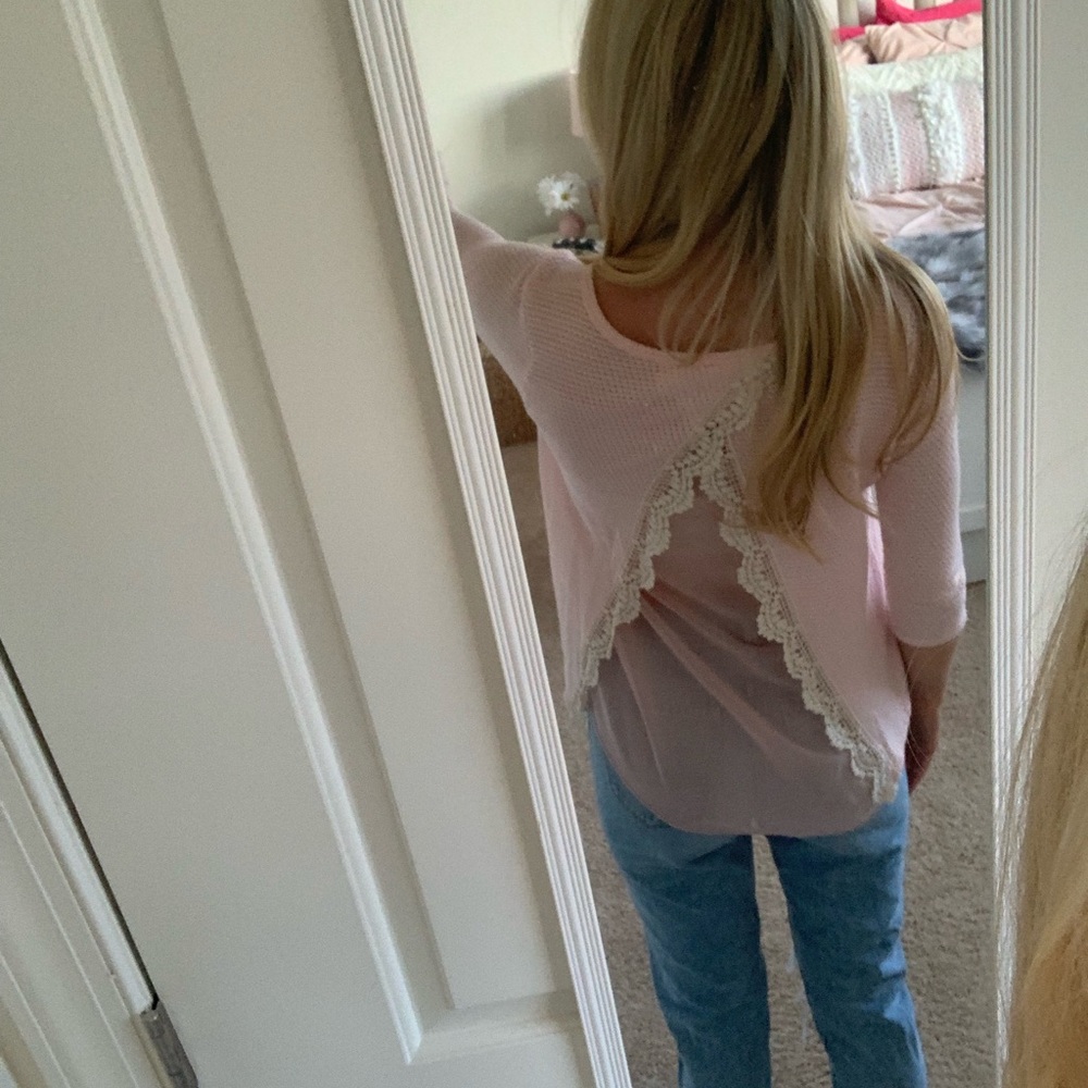 Pink top with lace back detail